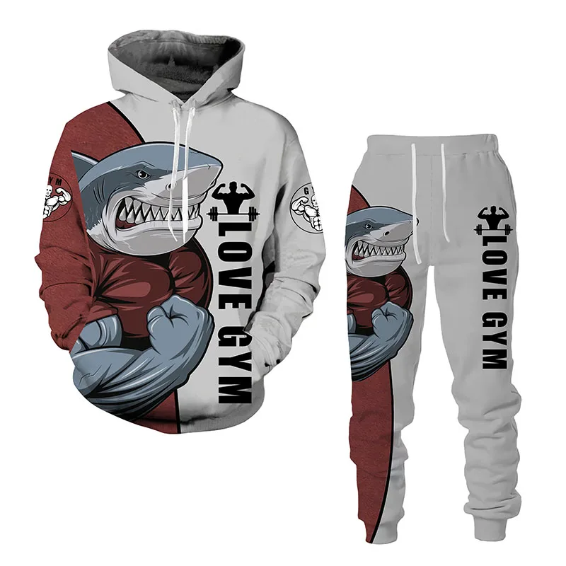 

Autumn Winter 3D Animal Sports Printed Men's Hooded Sweater Set Men's Casualwear Tracksuit Long Sleeve Men's Clothing Suit