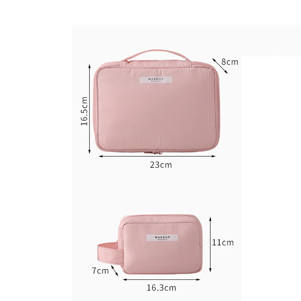 Hot Casual Portable Women Solid Color Toiletries Cosmetic Bag Large Capactiy Storage Pouch Polyester Multi Large Cosmetic Bag