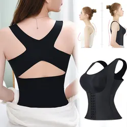 2022NEW Women Reducing Girdle Posture Corrector Bra Seamless Underwear Slimming Belly Sheath Cross Back Tank Tops Body Fitness