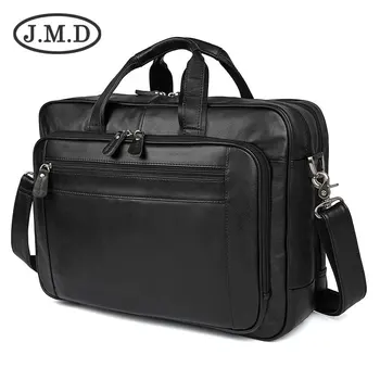 

J.M.D Guarantee Genuine Cow Leather Briefcases Men's Laptop Bag For Man Double Handler Handbag 7367