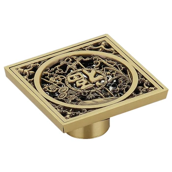 

Strainer Insert Cover Grates Home Invisible Antique Vintage Bathroom Brass Anti-odor Shower Floor Drain Square Shape