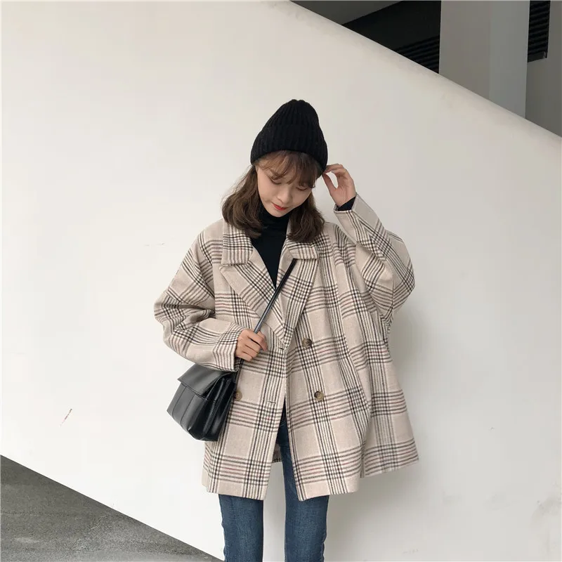 Najtaniej Kobiety jesień zima Plaid Trench płaszcz długie ubrania płaszcz z bawełny w środku Plus rozmiar Manteau Femme Casaco Feminino