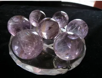 

YM 327 rainbow amethyst natural transparent quartz crystal sphere balls +stand tibet