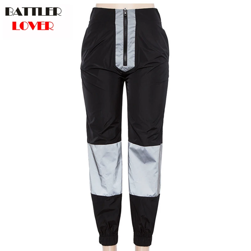 Reflective Pants Harem Casual Pants Women Hip Hop Elastic Waist Pants Femme 3M Reflective Ladies Fashion Beam Foot Harem 2019