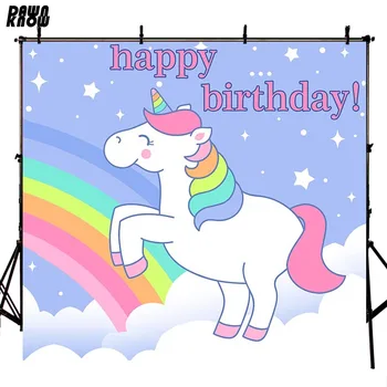 

DAWNKNOW Unicorn Vinyl Photography Background For Newborn Rainbow Photo Shoot Backdrop For Birthday Party Photo Studio lv326