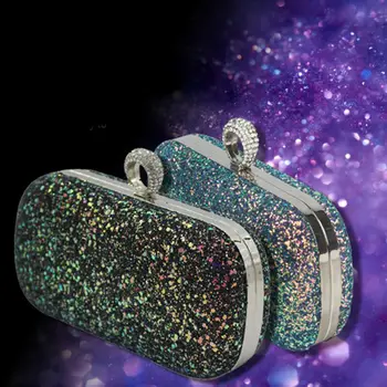 

Women Classic Glitter Evening Clutch Bag Ladies Sparkly Design Wedding Party Shiny Handbag Prom Crystal Chain Coin Purses