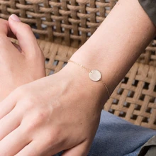 Изысканные браслеты из нержавеющей стали с гладкой вафельной подвеской 316 пробы для женщин, свежий Круглый браслет с цепочкой из розового золота, ювелирные изделия для женщин