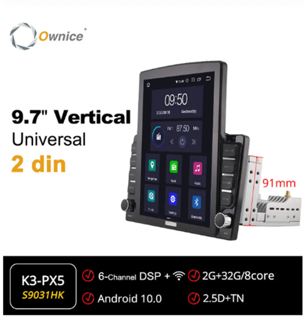 Ownice 9 7 &quotAndroid 10 0 Вертикальная Автомобильная магнитола универсальная 2 Din IPS Nano GPS