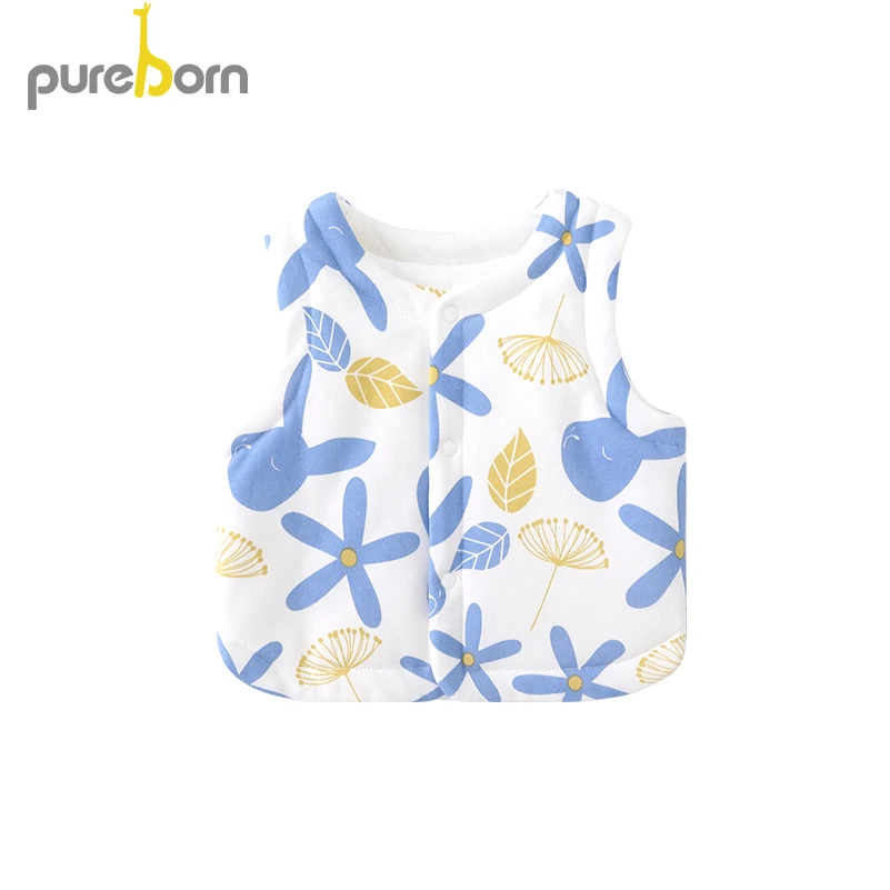 

Pureborn Baby Waistcoat Toddler Girls Vest Sleeveless Cotton Floral Outerwear Kids Clothes For Girls Spring Autumn