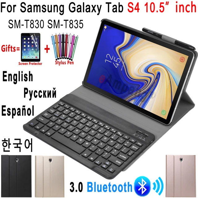 de cuero para teclado Samsung Galaxy Tab S4 10,5, T830, T835, SM-T830, Bluetooth, portalápices _ - AliExpress Mobile