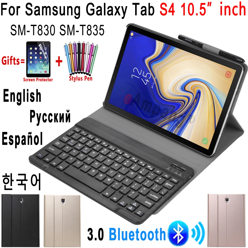 Für Samsung Galaxy Tab S4 10,5 Tastatur Fall T830 T835 SM-T830 Bluetooth  Tastatur Leder Fall Abdeckung Funda mit Bleistift Halter _ - AliExpress  Mobile