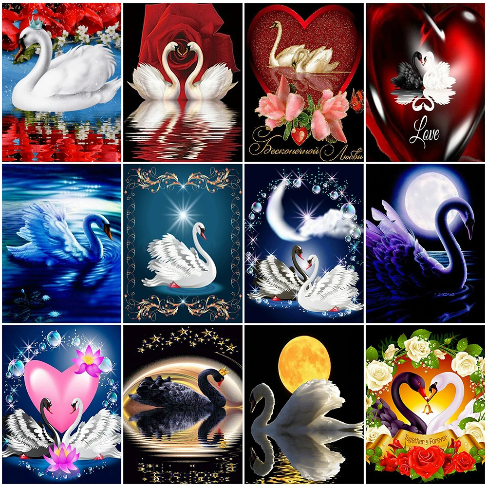 EverShine Diamond Painting 5D Swan Cross Stitch Embroidery Mosaic Picture Of Rhinestones Beaded Needlework Handicraft | Дом и сад