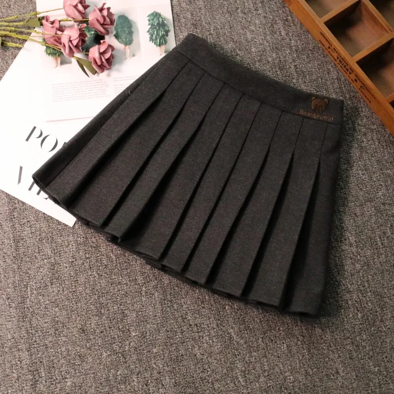 

New Children Warm Pleated Skirt Woolen baby girl Kids Casual preppt style All-match mini Skirt