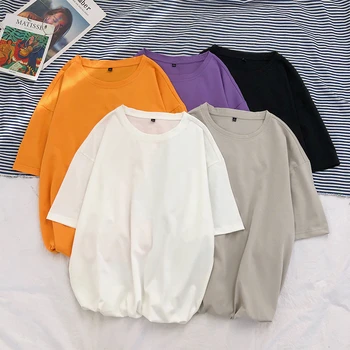 

Varasnol Summer T-shirts Men White Blank T Shirts Solid Tshirt Men Hip Hop 100% Cotton Streetwear Tee Shirt Homme Tops Tees 4XL