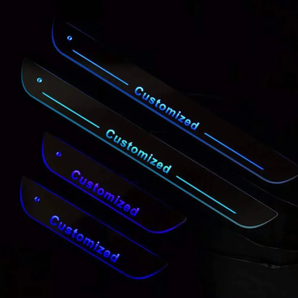 

Osmrk led moving door scuff for Ford dynamic door sill plate flat lining overlays flowing light multi colors