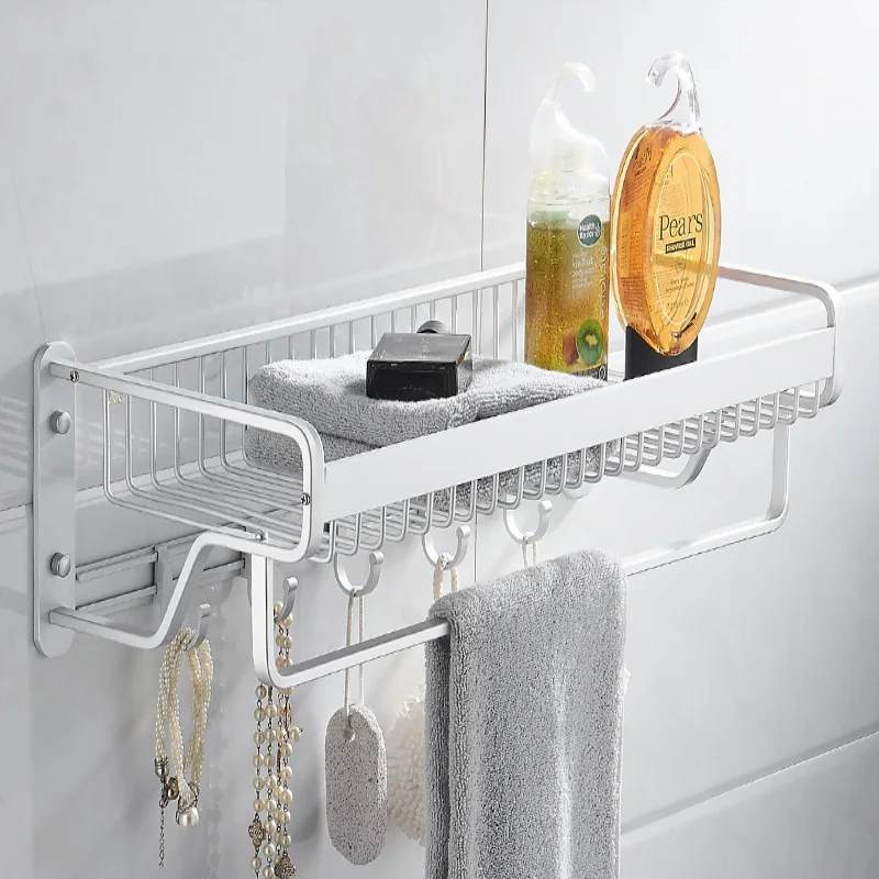

Hole-Punched Towel Rack Household-Hook Bathroom Kitchen Hanger Towel Bar Toilet Storage