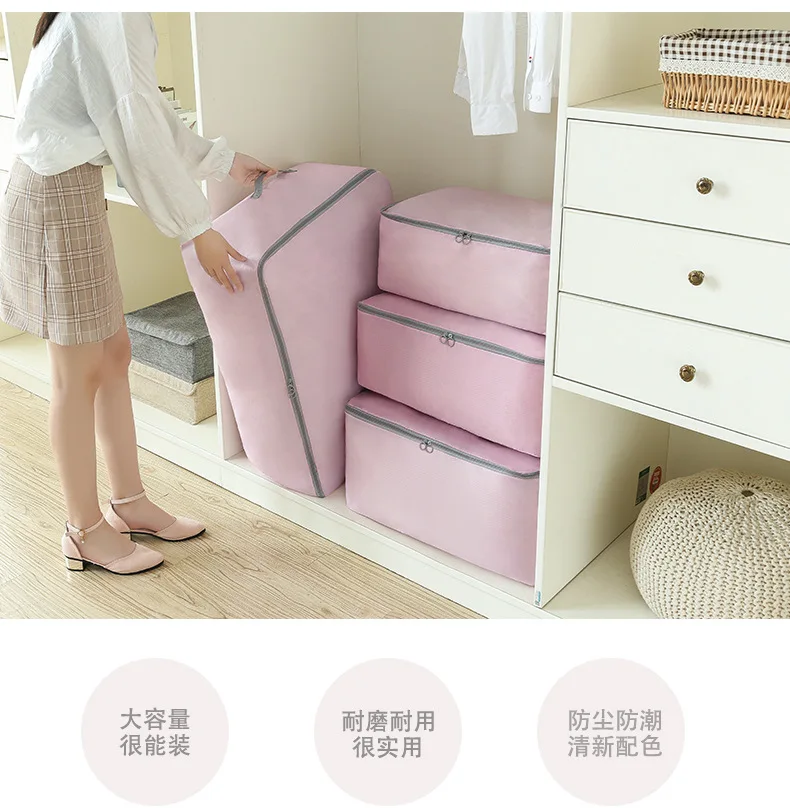 Description Picture 3 of itemNew Household Foldable Clothes Quilt Storage Bag Portable Luggage Packaging Bag Oxford Fabric Bedding Dust-proof Storage Bags