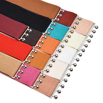 

Simple Elastic Band Metal Ball Buckle Women Waistband Clothes Sash Corset Belt