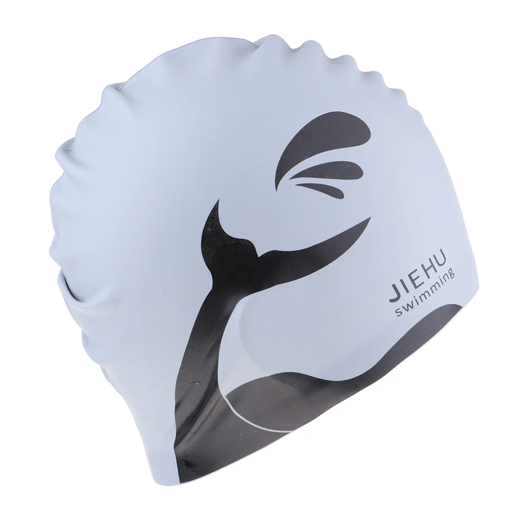 Водонепроницаемая эластичная силиконовая шапочка для плавания для взрослых, шапочка для купания, шапочка для ванной для длинных волос с защитой для ушей, сохраняет волосы чистыми и сухими