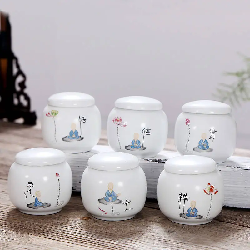 

Mini Tea Jar Ceramic Tea Cans Seal Cans Tea Accessories Powder Storage Jar Home Decor Cans China Traditional Tea Box For Gift