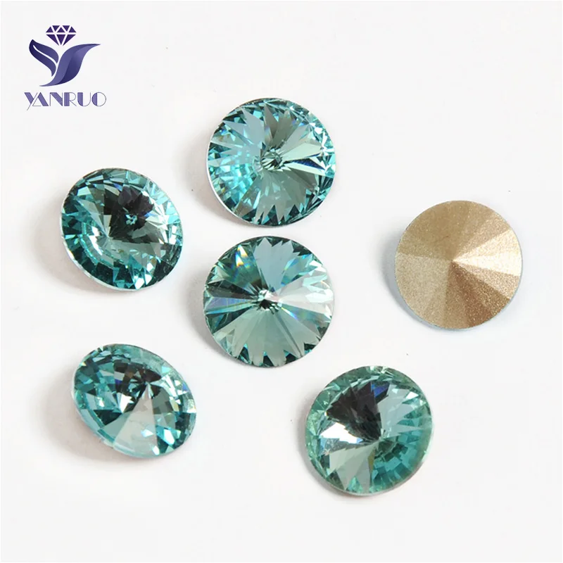 Aquamarine Yanruo 1122 Rivoli DIY ремесла декоративные камни стеклянные стразы кристалл заостренный назад пришить стразы для рукоделия - Цвет: Aquamarine
