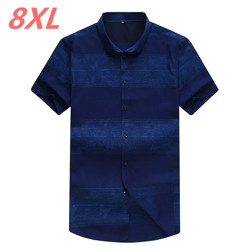 Плюс размер S до 8XL 7XL Летний стиль короткий рукав обычный крой Мужская рубашка