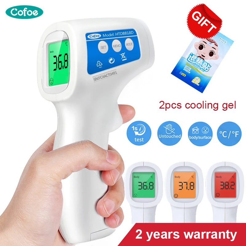 Цена Cofoe электронный термометр лоб бесконтактный инфракрасный Детский градусник ЖК дисплей температура тела жар цифровой ИК измерительный инст...