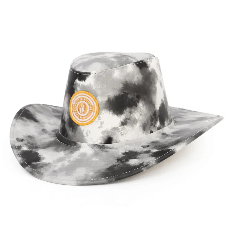 

Cowgirl Tie-Dye Hat Western Cowboy Big Brim Hat Men And Women Sun Hats Four Season Leather Suede Knight Cap Craft Cap With Logo