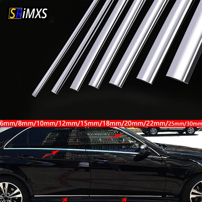 5M 13M Car Chrome Styling Decoration Moulding Trim Strip Tape Auto DIY Protective Sticker 6mm