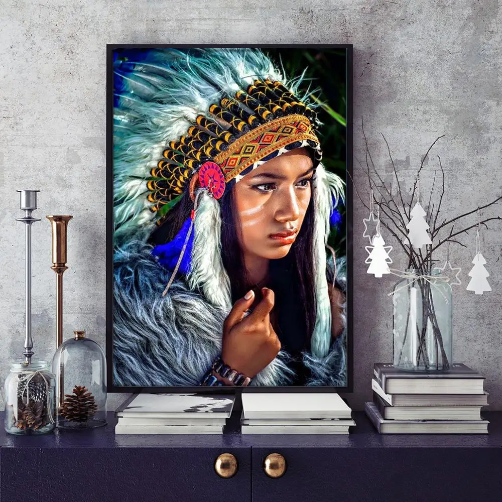 

Native Indians Canvas Painting Beauty Poster Dcorative Home Living Room Wall Art Wedding Decoration