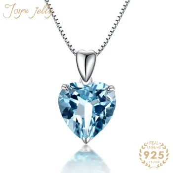 

JoyceJelly Fashion 925 Sterling Silver Pandent for Women Emerald Gemstone with Chain Heart Women Jewelry Wedding Gift Wholesale