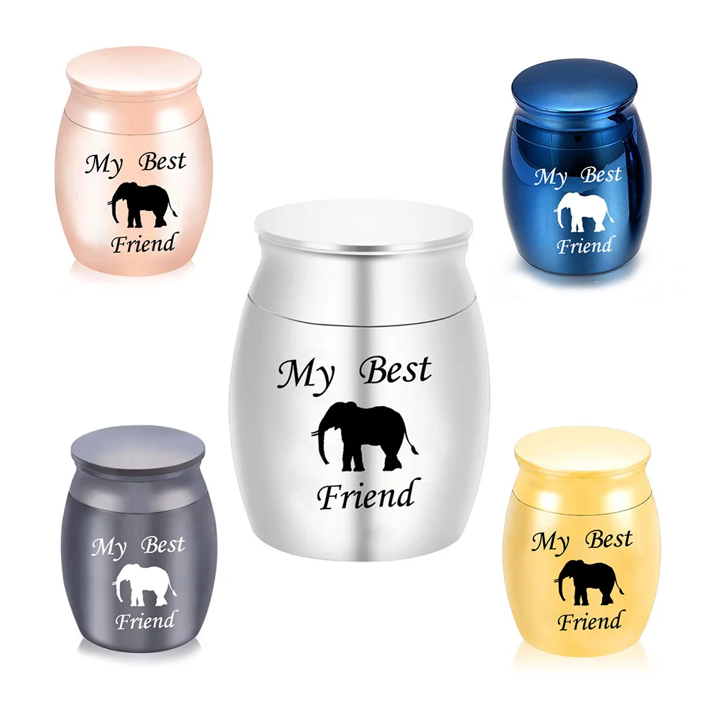 

Яркие аксессуары для хранения, урны для кремации, из алюминиевого сплава, водонепроницаемые уникальные милые животные, слоны, золы, памятные урны для домашних животных