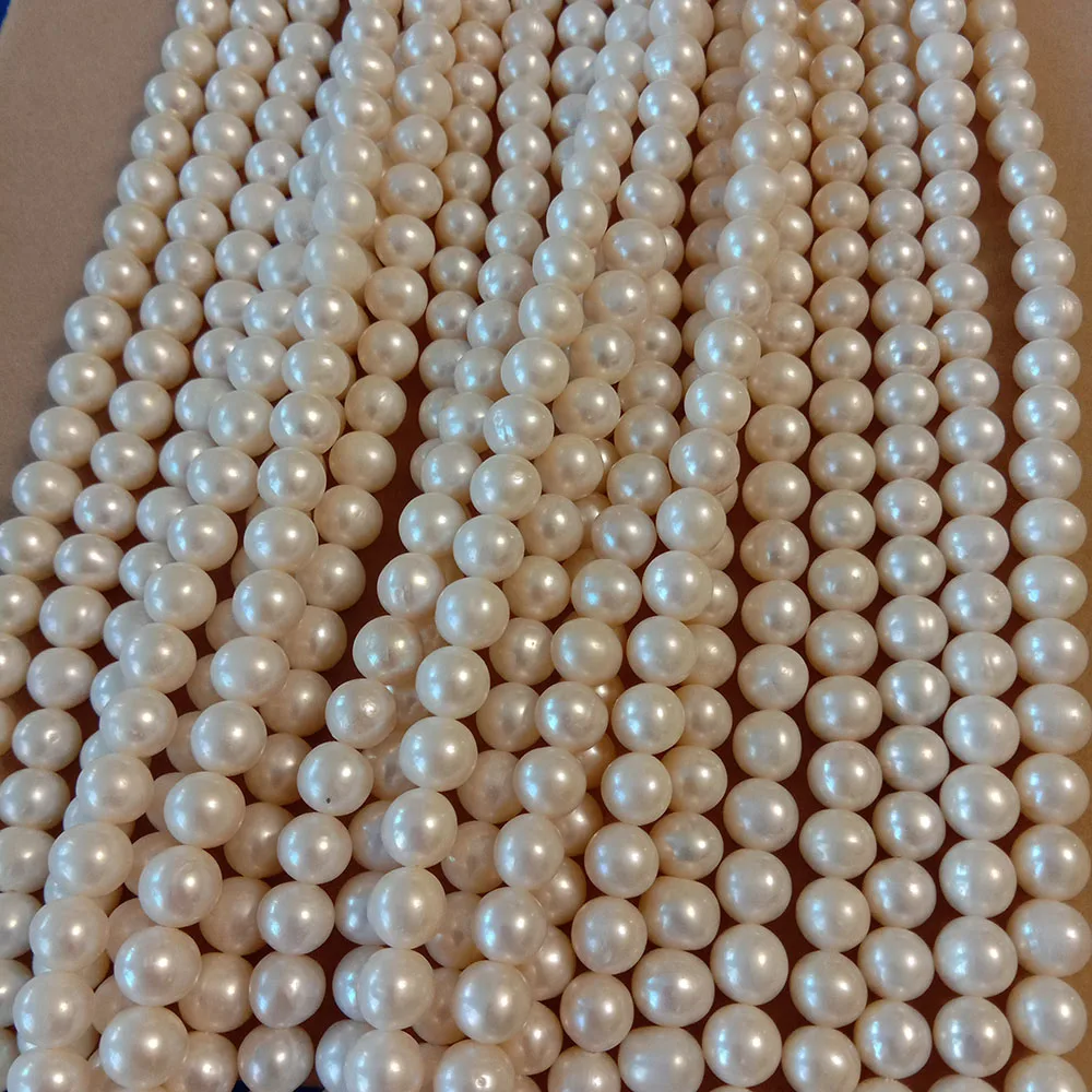16 inch,8-9 mm AAA high luster white perfect round  100% nature freshwater pearl without nuclear,high luster