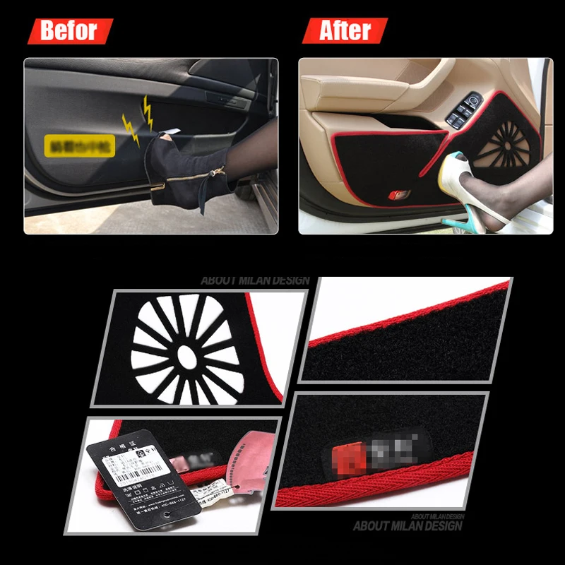 4 шт. декоративные тканевые коврики для Nissan Sunny 2011 2015|door protection|for nissanpads door |