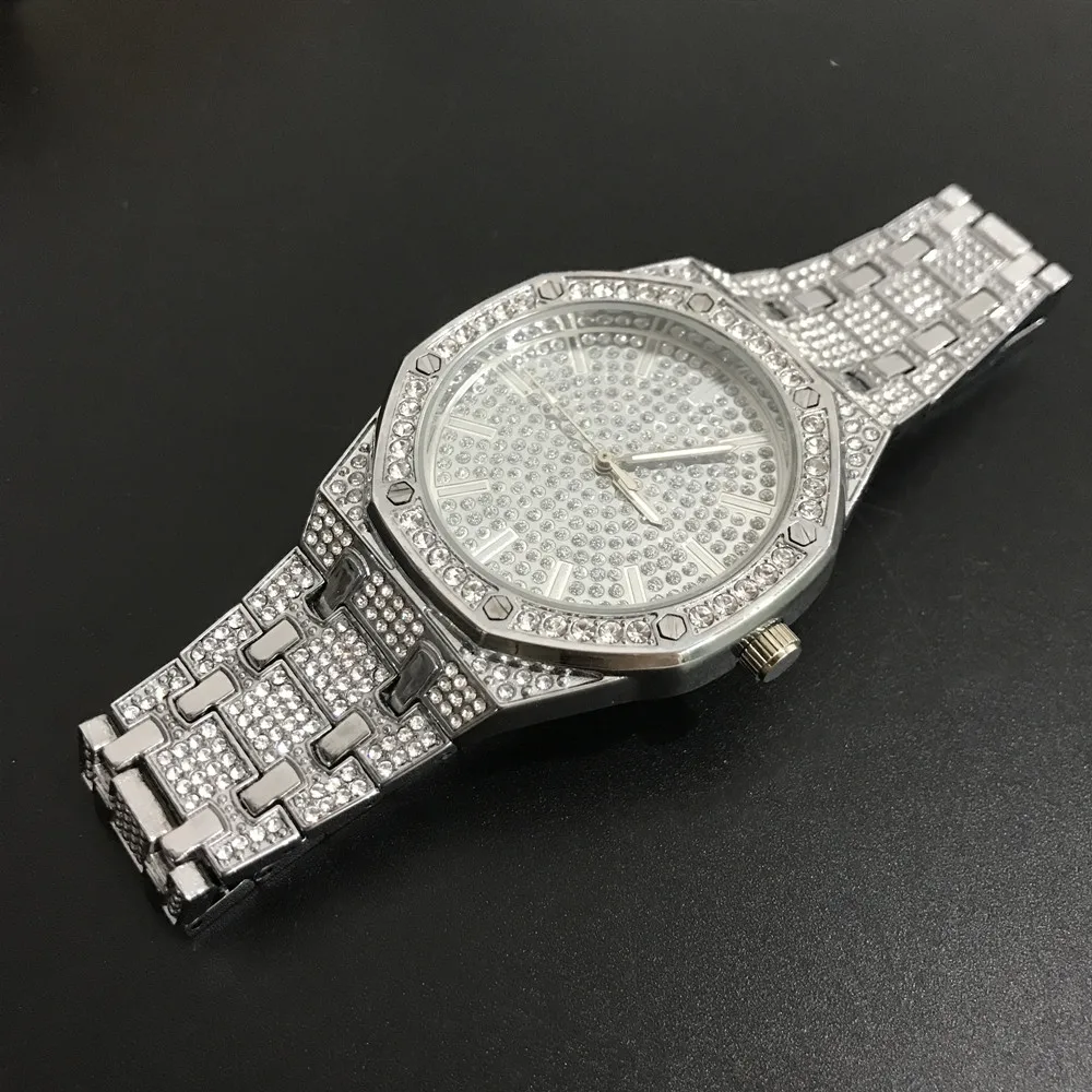 Роскошные мужские часы золотого цвета браслет и ожерелье комбинированная