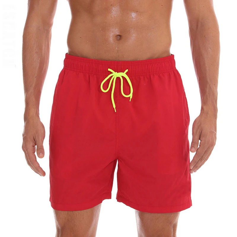 Новинка, быстросохнущие мужские пляжные шорты Escatch, летние шорты для занятий спортом, бега, спортзала, шорты для серфинга, пляжные шорты для мужчин 4XL - Цвет: Красный