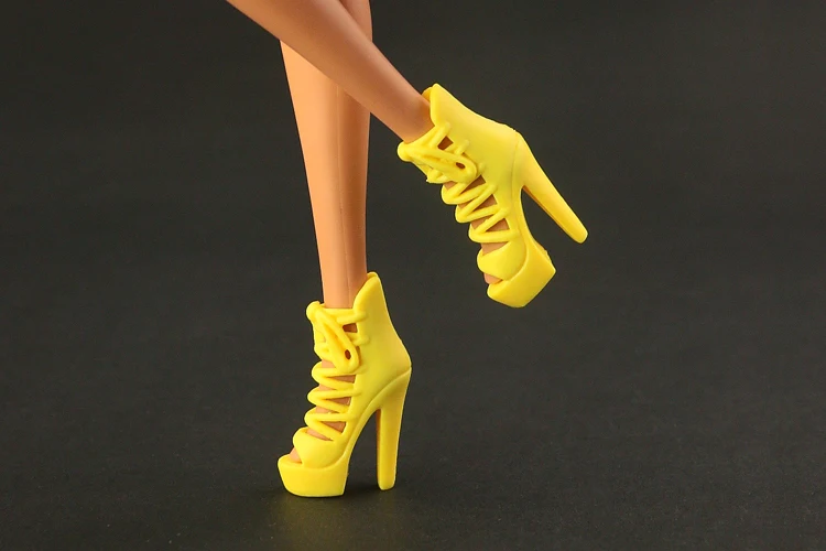 Doll Shoes High quality shoes fashion yellow crystal shoes for barbie doll 15 style available