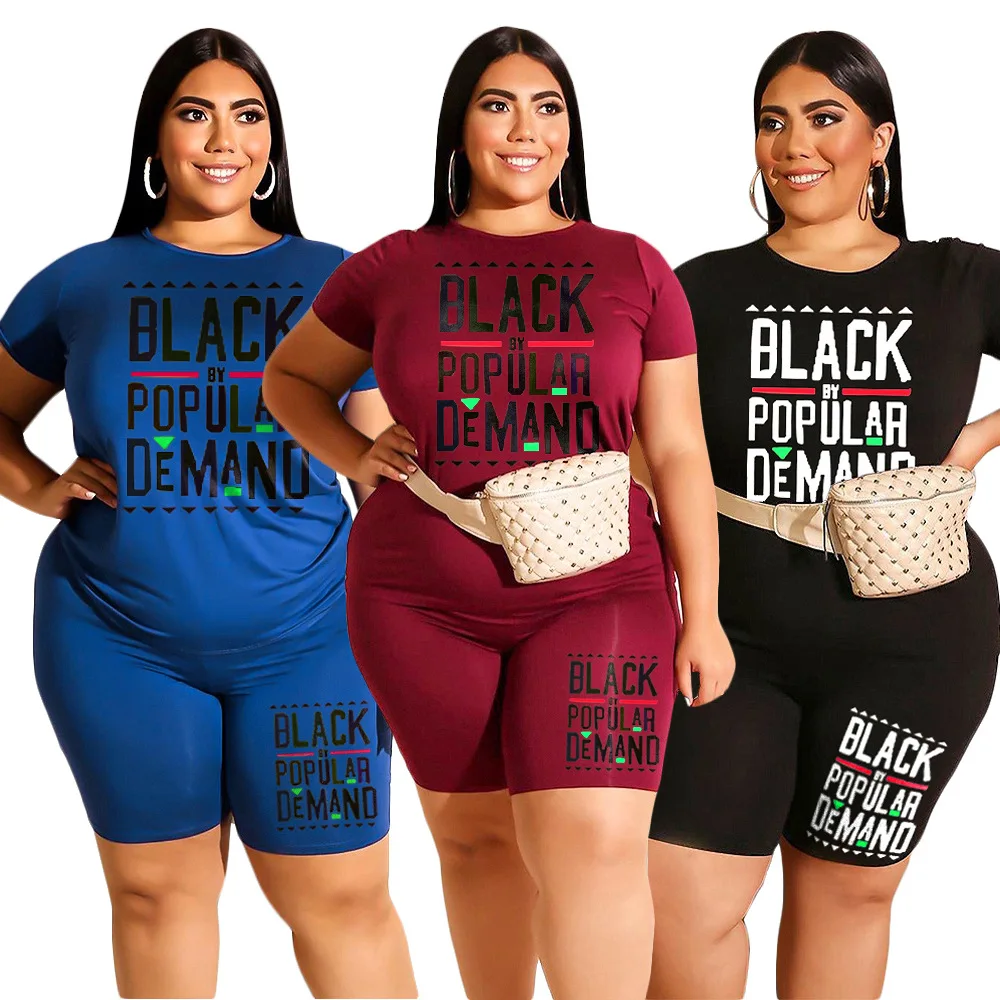 For Sale Outfits 2piece-Sets Plus-Size Womens And 4XL T-Shirt Short Matching-Set Conjunto Casual qzKDxlMRL