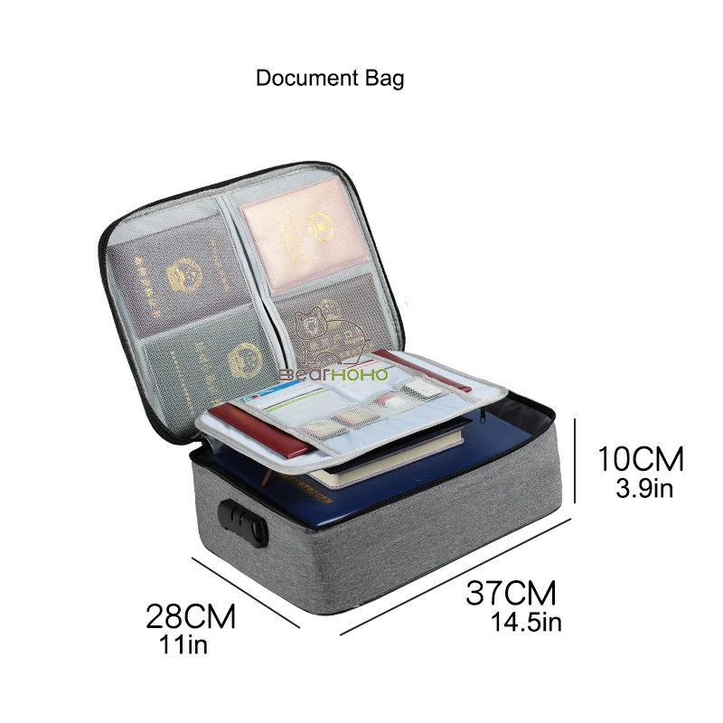 

37x28x10cm Document Ticket Bag 2/3 Layers Large Capacity Waterproof Organizer Certificate Storage Bag For Home Business Trip