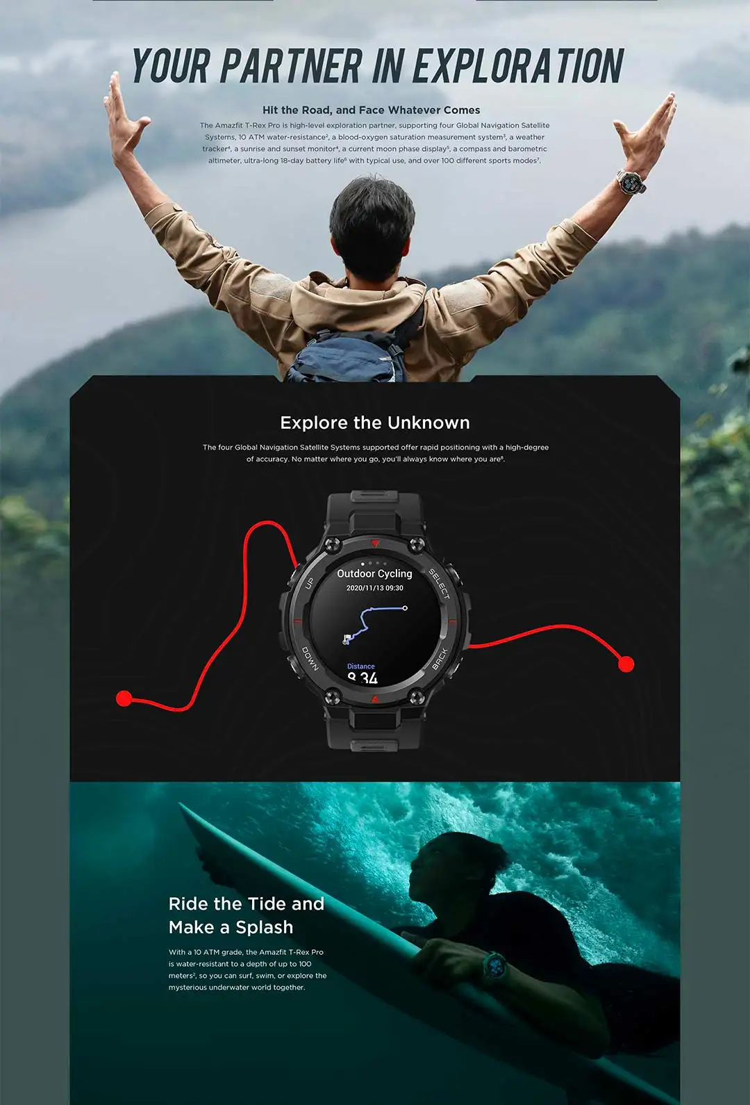 Amazfit Trex Pro Smartwatch Gps/glonass Music Control 10atm Waterproof  Amoled Display For Android Ios Phone - Smart Watches - AliExpress