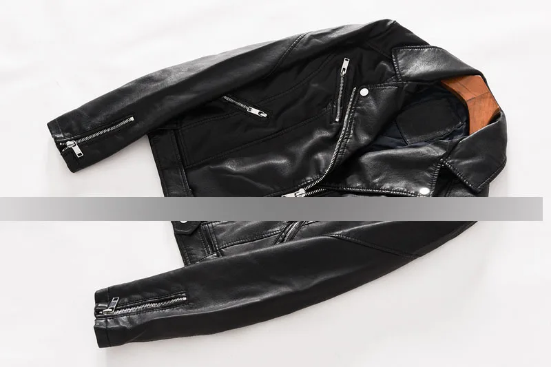 

136dp Handsome Biker Slim Fit Oblique Zipper Leather Coat Thick Thin Cotton Leather Jacket Short Jacket Women's