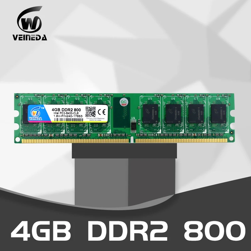 Оперативная память VEINEDA 2 ГБ 4 Гб ddr2 800 МГц 1 8 в ddr 2g 667 533 PC2 6400 Память ОЗУ для Intel и AMD