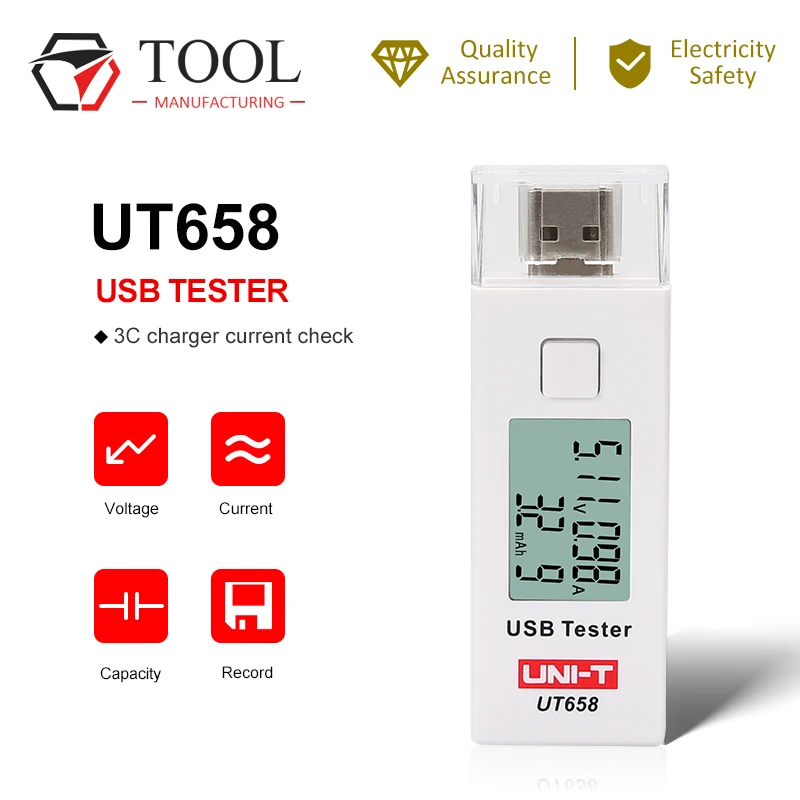 Тестер напряжения UT658 / UT658B USB цифровой ЖК монитор измеритель емкости детектор