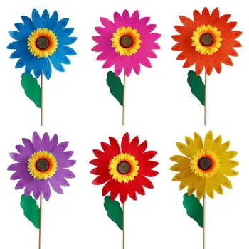 

Wood Sunflower Windmill Wind Spinner Pinwheels Home Garden Yard Decoration Kids PXPC