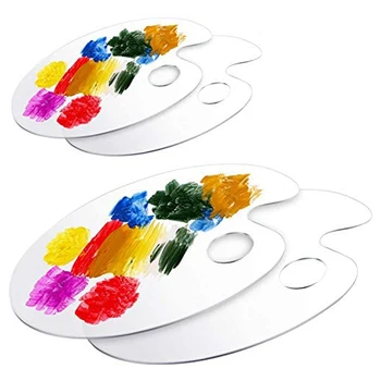 

4 Pieces Acrylic Paint Palette Oval Paint Palette Art Palette for Diy Art Craft Painting, 2 Sizes,11.8X7.9 In,10X6 In