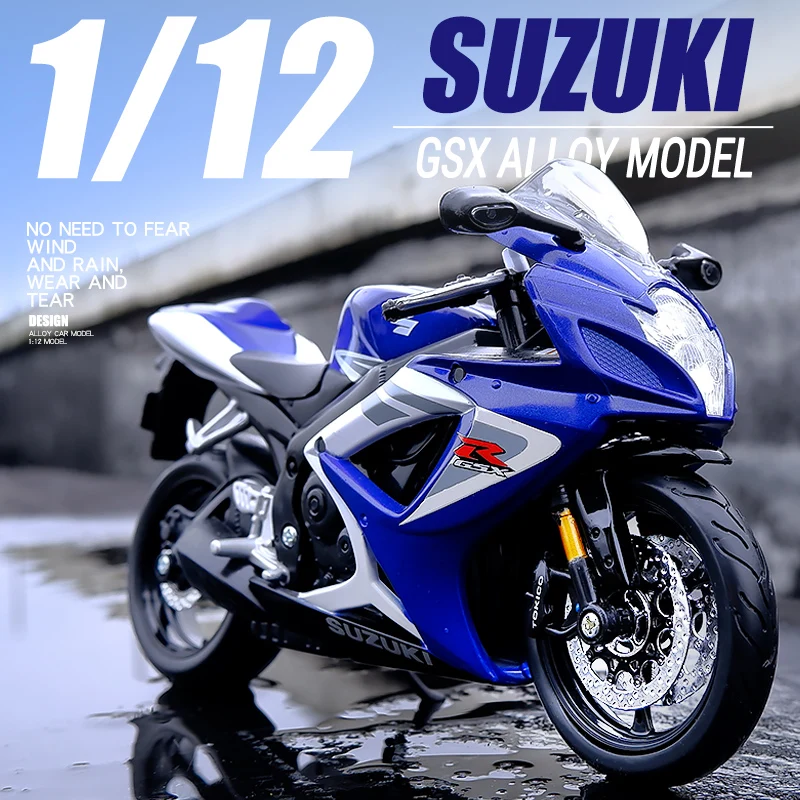 

Модель спортивного мотоцикла Maisto 1:12 SUZUKI GSX-R750 из сплава, реальная короткопоглощающая игрушка для детей, подарки, коллекция игрушек