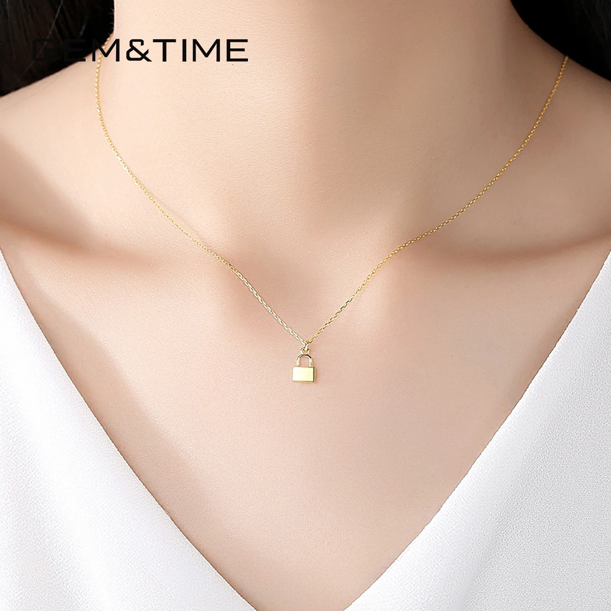 Бренд Gem& Time, цепочка с замком, ожерелье из твердого золота 14 к, ожерелье-чокер, массивное ювелирное изделие, подарок N14159