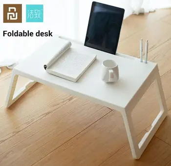 

Youpin jiezhi foldable desk Square table white Trapezoidal design with tablet PC slot pen slot PP material stable