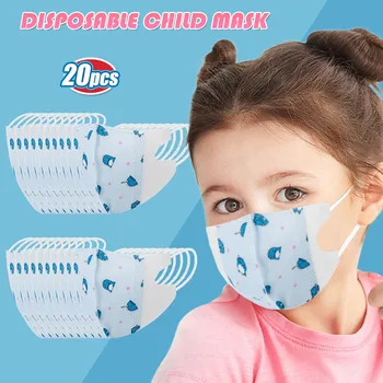 

20pc Faceshield 3-12 Years Kids Maske For Face Disposable 3ply Ear Loop Face Mask swashable Reusable Mondkapjes The To Usa