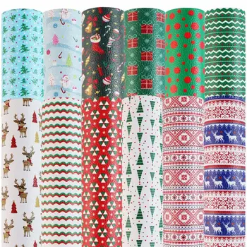 

12Pcs Christmas Theme PU Leather Sheet Earring Hair Bows Craft Jewerly Making F3MF